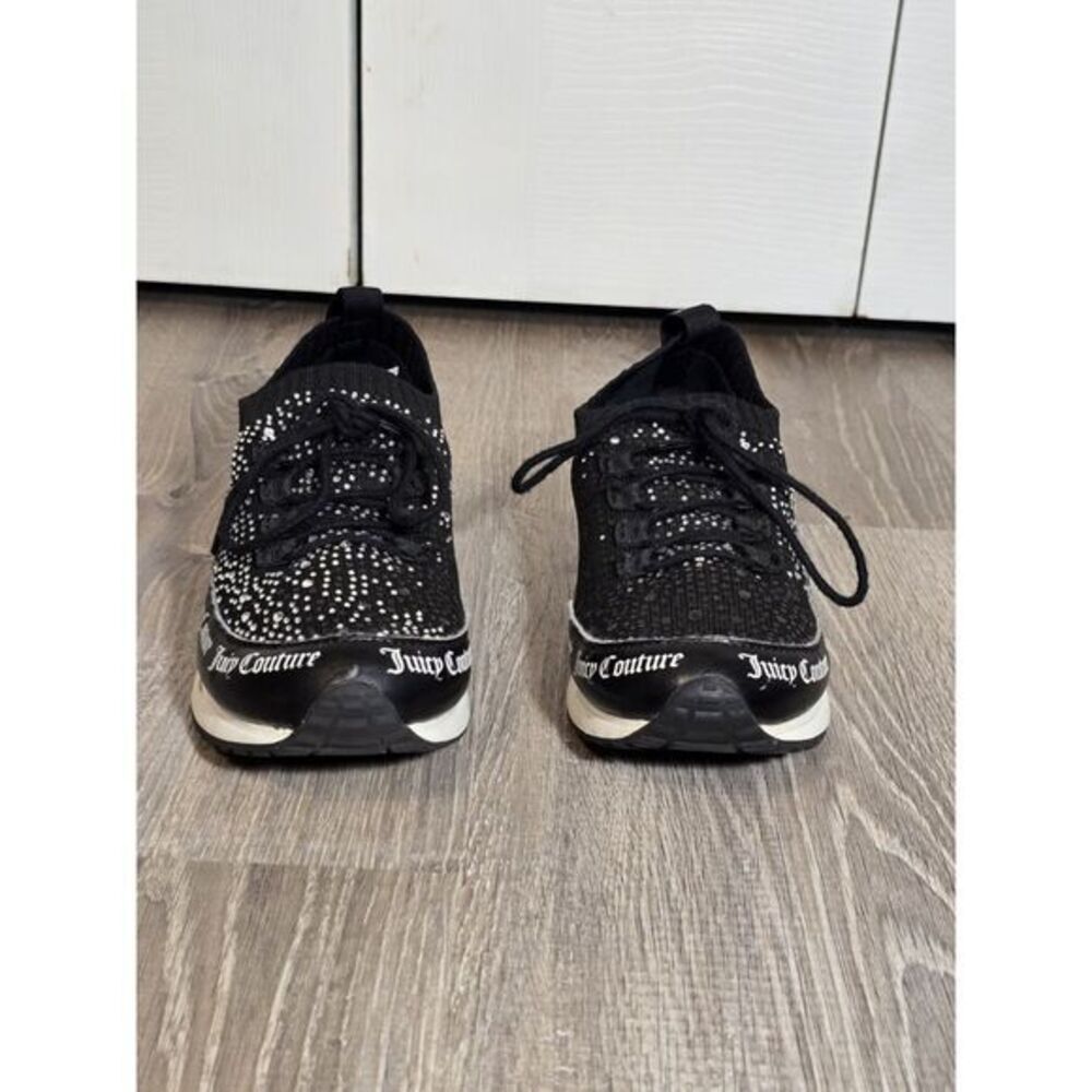 Juicy Couture‎ Bellamy Black Rhinestone Lace-up Sneakers Size 6 - Picture 3 of 13